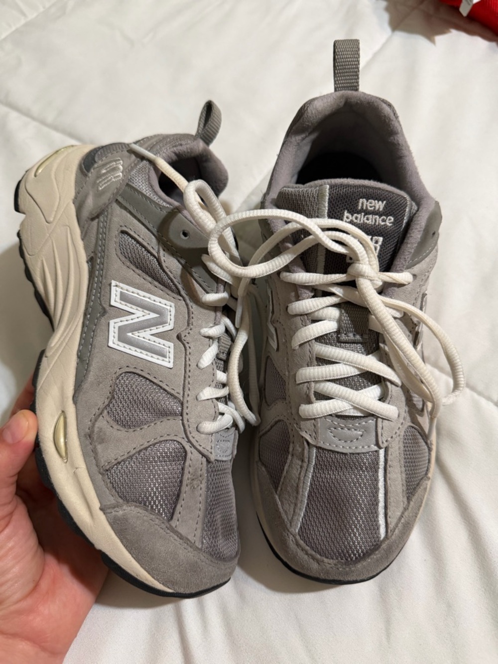 New Balance Kids Gray and Cream Athletic Sneakers